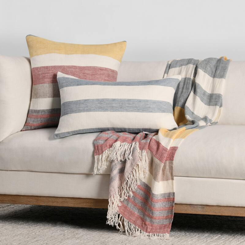 Villa by Classic Home Crawford 22" Belgian Linen Throw Pillow On Sale